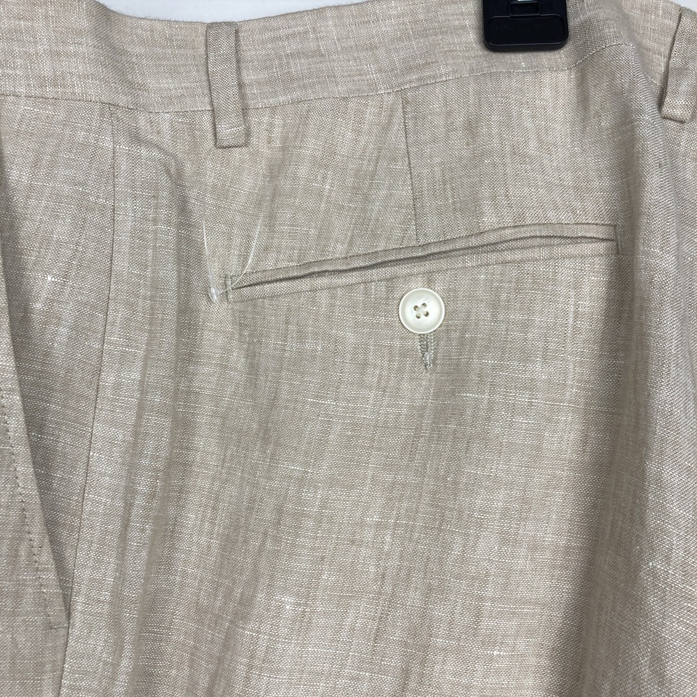 Tommy Hilfiger Mens Modern fit Dress Pants 36Wx29L Beige Solid Linen F03440 - Picture 4 of 8